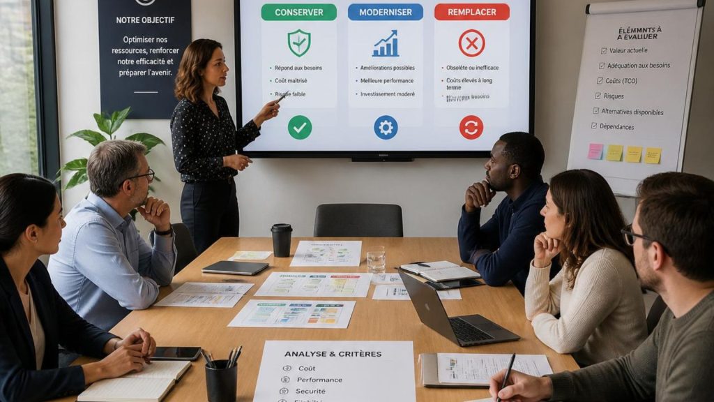 réunion équipe pour faire choix sur le parc applicatif